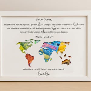 18 Geburtstag Geschenk personalisiert Geldgeschenk Volljährigkeit Mädchen Junge Erinnerungsgeschenk mit Namen Bilderrahmen DIY Geschenkidee