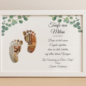Presente de batismo em dinheiro, presente personalizado com nome para menino e menina em porta-retrato