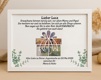 Regalo de consagración juvenil, regalo en efectivo personalizado, regalo de recuerdo para niña y niño, regalo de consagración juvenil con marco de fotos con nombre, idea de regalo DIY