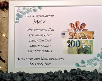 Personalized money gift for confirmation, personalized gift for boys and girls, fish-themed confirmation gift