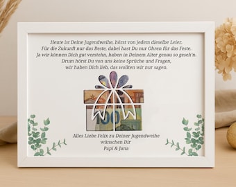 Regalo de consagración juvenil, regalo en efectivo personalizado, regalo de recuerdo para niña y niño, regalo de consagración juvenil con marco de fotos con nombre, idea de regalo DIY