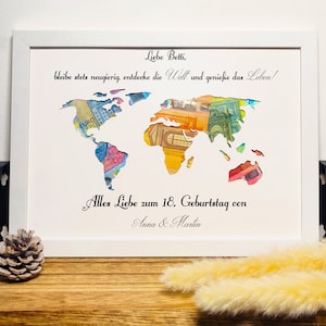 18e verjaardag cadeau gepersonaliseerd geld cadeau coming of age meisje jongen souvenir cadeau met naam fotolijst DIY cadeau idee