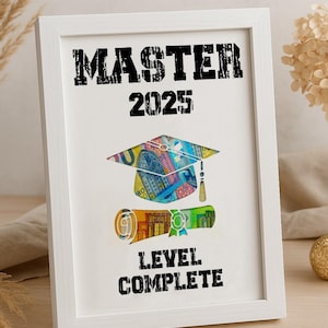 Master Geschenk personalisiert Geldgeschenk Master Abschluss Mädchen Junge Erinnerungsgeschenk mit Namen Bilderrahmen DIY Geschenkidee