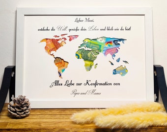 Personalized money gift for confirmation, personalized gift for boys and girls, fish-themed confirmation gift