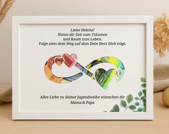 Regalo de consagración juvenil, regalo en efectivo personalizado, regalo de recuerdo para niña y niño, regalo de consagración juvenil con marco de fotos con nombre, idea de regalo DIY