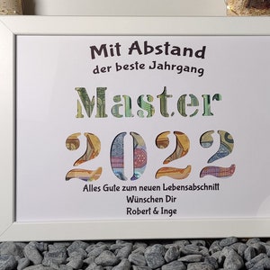 Master Geschenk personalisiert Geldgeschenk Master Abschluss Mädchen Junge Erinnerungsgeschenk mit Namen Bilderrahmen DIY Geschenkidee