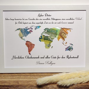 Regalo di pensionamento regalo personalizzato in contanti regalo di addio alla pensione souvenir regalo con nome cornice per foto idea regalo fai da te pensione