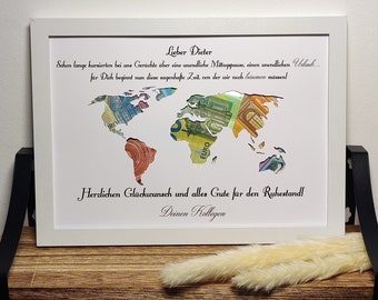 Retirement gift personalized cash gift pension farewell souvenir gift with name picture frame DIY gift idea retirement