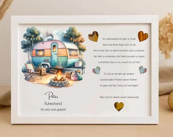 Cash gift pension motorhome Personalized retirement gift in a picture frame with heart