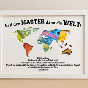 Master Gift Regalo personalizzato in contanti Laurea Master Ragazza Ragazzo Regalo commemorativo con nome Cornice per foto Idea regalo fai da te
