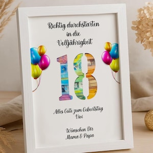 18e verjaardag cadeau gepersonaliseerd geld cadeau coming of age meisje jongen souvenir cadeau met naam fotolijst DIY cadeau idee