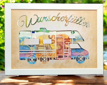 Wish-fulfilling cash gift motorhome gift idea camper vacation travel caravan retirement birthday