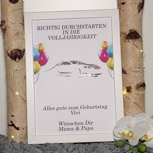 18 Geburtstag Geschenk personalisiert Geldgeschenk Volljährigkeit Mädchen Junge Erinnerungsgeschenk mit Namen Bilderrahmen DIY Geschenkidee