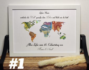 Regalo de cumpleaños número 18, regalo en efectivo personalizado, regalo de recuerdo para niña o niño que llega a la mayoría de edad, con marco de fotos con nombre, idea de regalo DIY