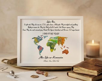 Geldgeschenk Kommunion Konfirmation personalisiert Taufe Geschenk Jugendweihe Rahmen Bild mit Namen Geburtstag Mädchen Junge Erstkommunion