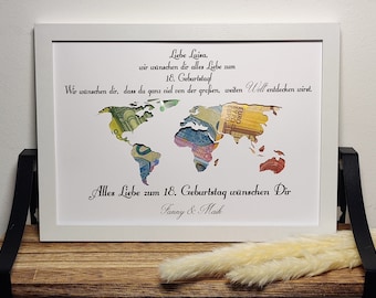 Regalo de cumpleaños número 18, regalo en efectivo personalizado, regalo de recuerdo para niña o niño que llega a la mayoría de edad, con marco de fotos con nombre, idea de regalo DIY