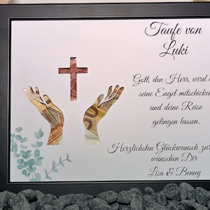 Regalo de bautismo personalizado, regalo en efectivo, idea de regalo de bautismo para niño y niña, con marco de fotos con nombre, regalo de recuerdo de bautismo DIY, regalo individual