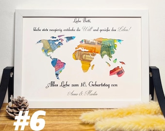 Regalo de cumpleaños número 18, regalo en efectivo personalizado, regalo de recuerdo para niña o niño que llega a la mayoría de edad, con marco de fotos con nombre, idea de regalo DIY
