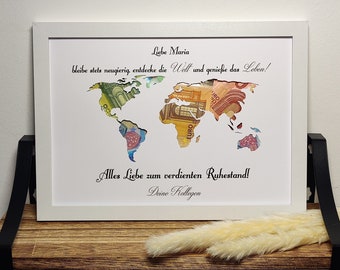Retirement gift personalized cash gift pension farewell souvenir gift with name picture frame DIY gift idea retirement
