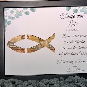 Taufgeschenk personalisiert Geldgeschenk Taufe Junge Mädchen Geschenkidee mit Namen Bilderrahmen Taufe DIY Erinnerungsgeschenk individuell