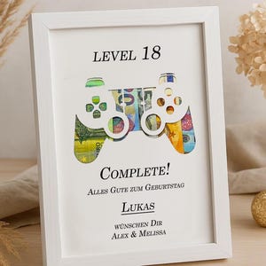 18e verjaardag cadeau gepersonaliseerd geld cadeau coming of age meisje jongen souvenir cadeau met naam fotolijst DIY cadeau idee