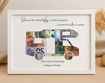 Personalized money gift with a small camper van motif - a creative gift for campers and travel enthusiasts.