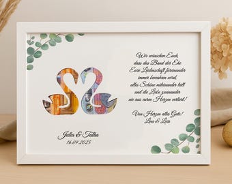 Money gift for wedding personalized picture frame gift idea for bride and groom wedding gift with name memory love