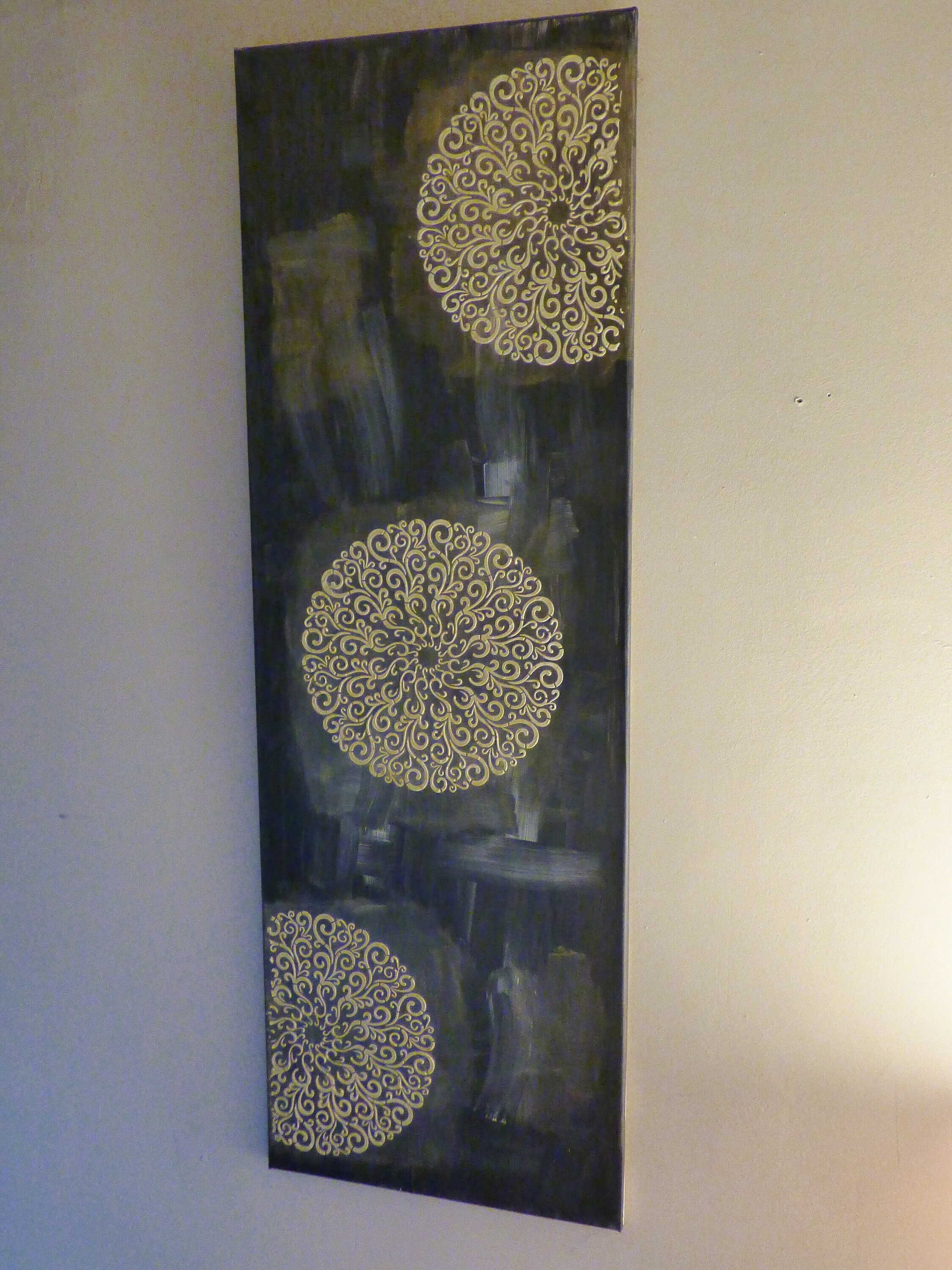 Tableau Mandala sur Toile Noir et Or