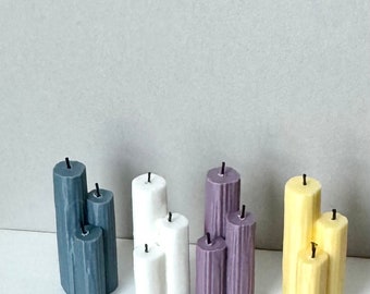 Dollhouse Candle Decor, Three Pillar Candles, Multiple Colors Available, 1:12 Scale