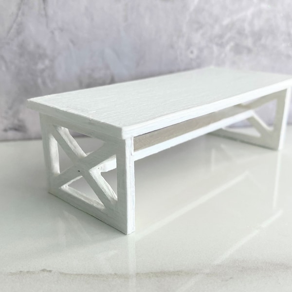 Farmhouse Coffee Table, Miniature Beach House or Cottage Furniture