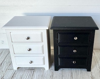 Dollhouse Nightstand with Opening Drawers, Bedside Table, Accent Table,  1:12 Scale