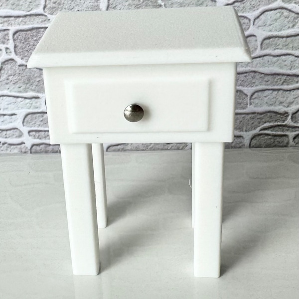 Dollhouse Bedroom Table, Miniature Night Stand, 1:12 Scale