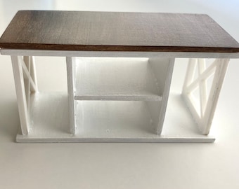 Dollhouse TV Stand, Farmhouse Style  Entertainment Center, 1:12 Scale