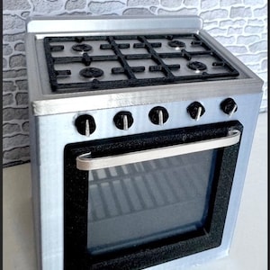 Poêle pour maison de poupée, acier inoxydable, gamme miniature blanche ou noire, échelle 1:12