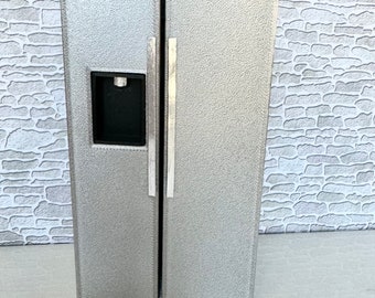 Dollhouse Miniature Modern Refrigerator, Side by Side Kitchen Appliance, 1:12 Scale