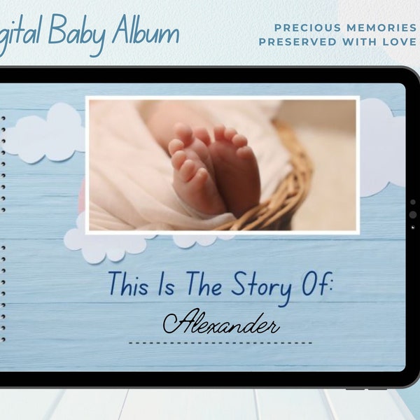 Digital Baby Album (Boy) | Precious Memories Preserved with Love | Cherish Every Milestone of Baby | Great Mom Gift | Use on any PDF planner