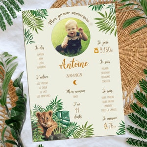 Affiche anniversaire lion jungle – Affiche Baptême lion jungle -Affiche premier anniversaire - lion - Affiche jungle Affiche 1 an bébé