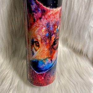 Wolf, colorful 20oz insulated tumbler.