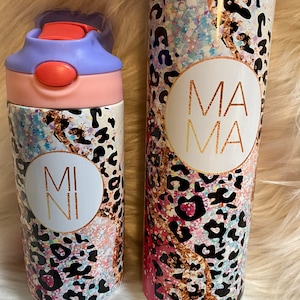 Mama and mini leopard print tumblers
