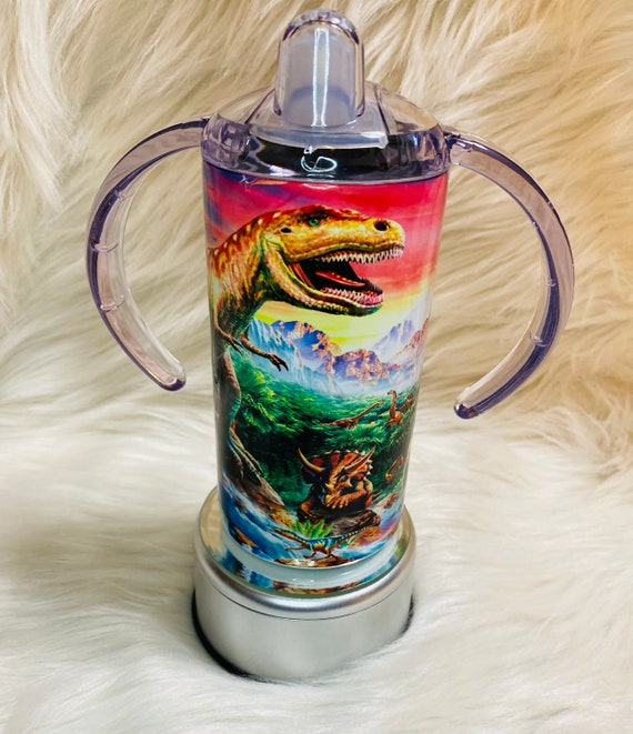 Handmade Drink Glass With Cute Dino, Animal Water Cup, Dino Decor