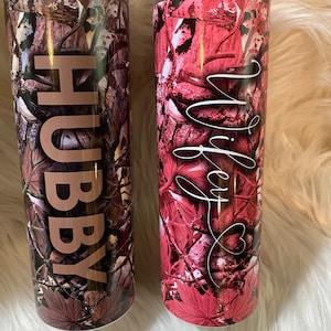 Camo hubby and wifey 20oz insulated tumblers