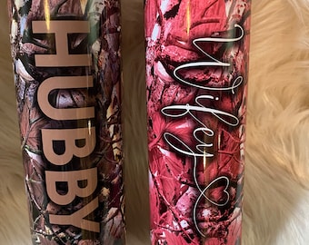 Camo hubby and wifey 20oz insulated tumblers