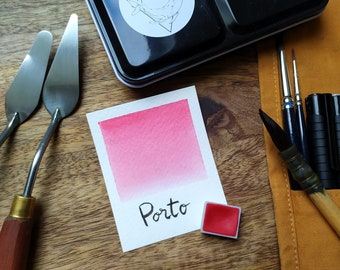 Rouge Porto Aquarelle artisanale a base de pigments fabriqués en France