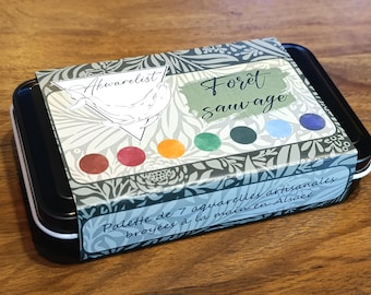 Palette Foret Sauvage: 7 Aquarelles artisanale a base de pigments fabriqués en France