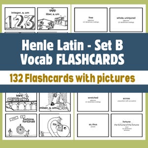 Booster Pack For SET B Henle Latin Vocabulary Cards With Pictures for Classical Homeschool Students Printable Colorable Resource