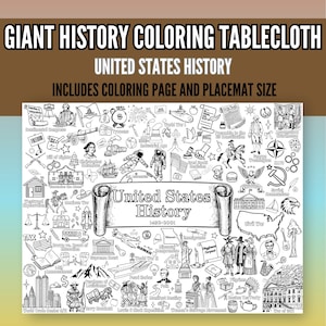 Toalha de mesa para colorir com tema de história dos EUA: Educação Clássica ou método Charlotte Mason - Atividade para imprimir - Recurso para ensino domiciliar