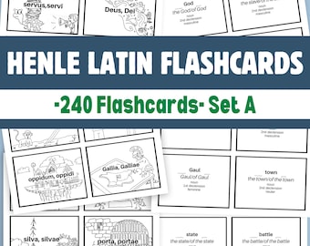 Henle Latin Flashcards Set A for Classical Students and Homeschool Printable Colorable Vocabulary Pictures Education Resource