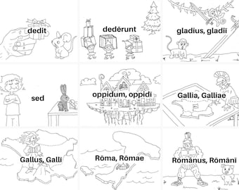 Latin Flashcards - Challenge A - Henle Latin Flashcards (with pictures) SMALL Size. Homeschool Help Dyslexia, Right Brain, Creative, High IQ