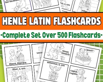 Complete Set Classical Henle 1 Latin Vocabulary Flashcards Memory Aid Visual Learning Tool Homeschool Student Resource Digital Download