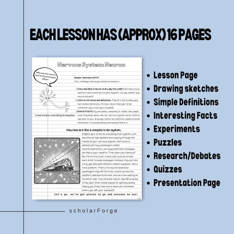 167-page anatomy study guide for middle-grade students, blending classical pedagogy with interactive learning. Includes experiments, vocabulary, and research prompts.

Printed homeschool anatomy workbook with 10 lessons, featuring experiments, memory work, and scientific illustrations. Ideal for Classical Conversations Challenge A.